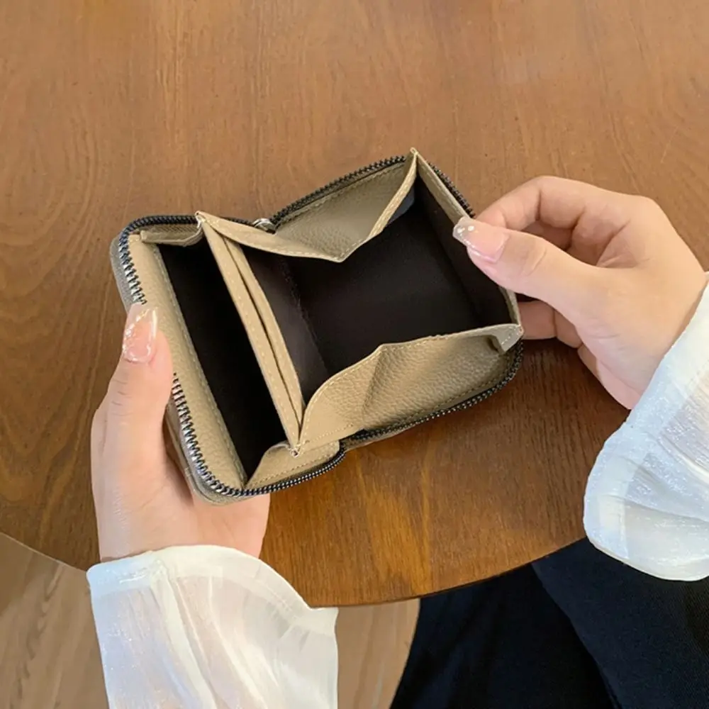 

Simple PU Short Wallet Solid Color Zipper Leather Card Holder Multi-function Pouch Women Coin Purses Outdoor
