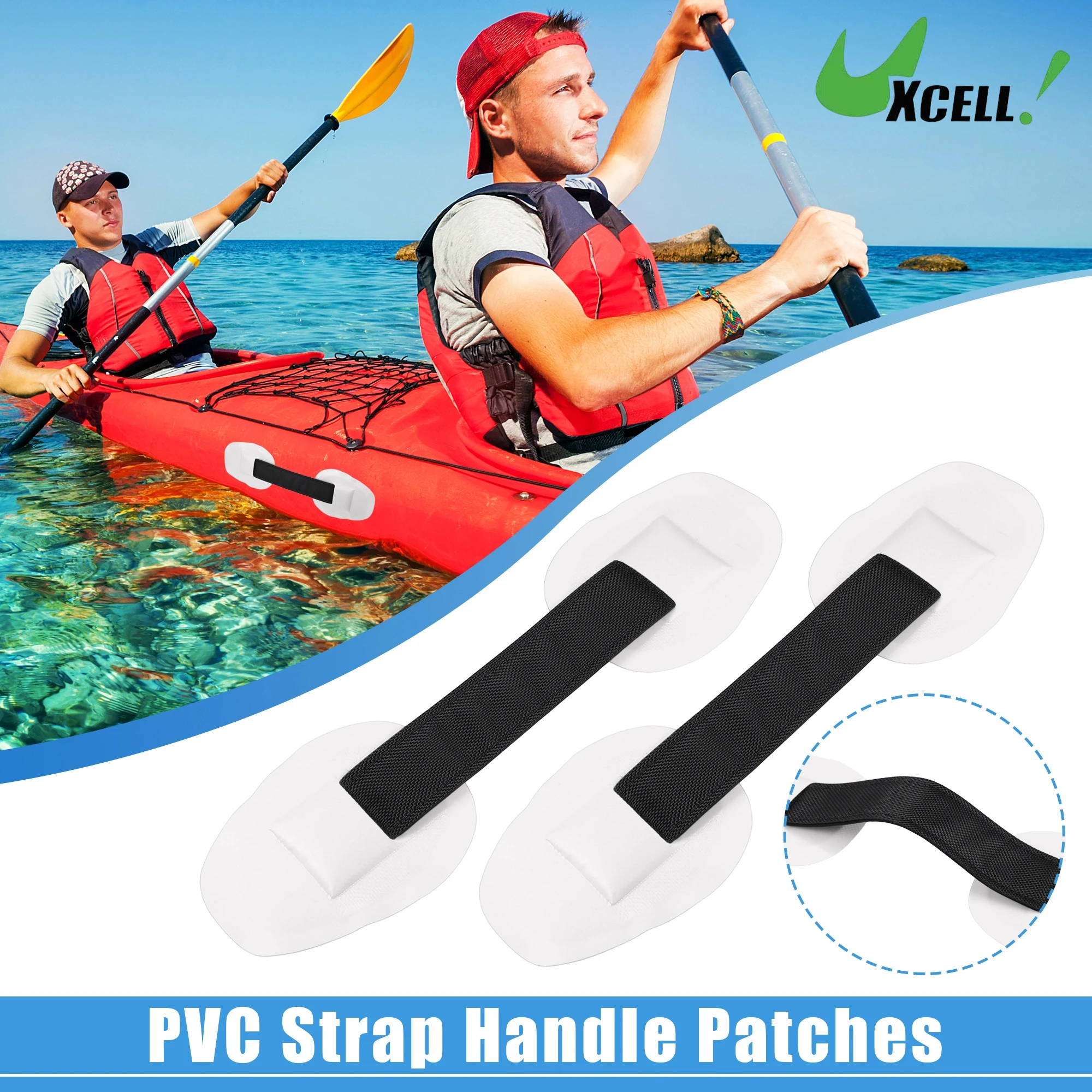 

UXCELL 2Pcs Universal PVC Strap Handle Patches Carry Grab Handle for Paddle Board Inflatable Boats Canoe Kayak Seat Strap Handle