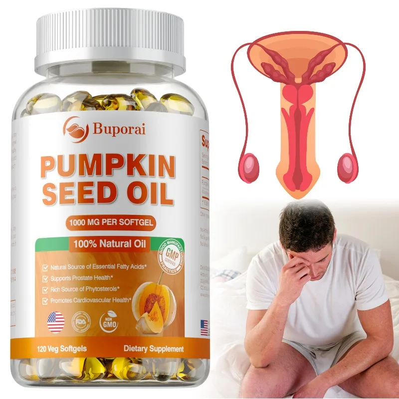 

Pumpkin Seed Oil Capsules - Promotes Hair Growth, Urinary Tract and Prostate Health, Cardiovascular Support