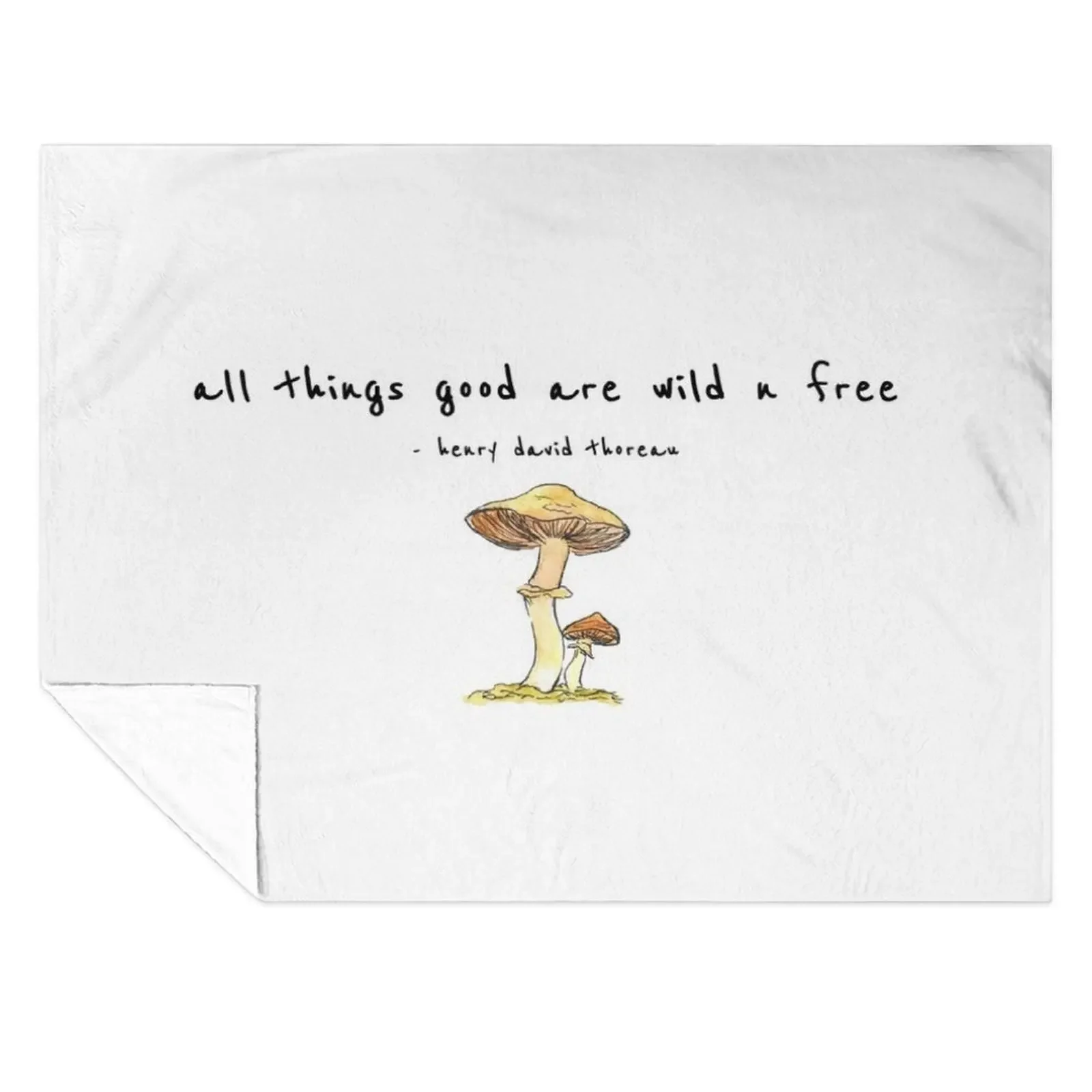 

Watercolor Mushroom - Thoreau quote Throw Blanket funny gift Polar Large Multi-Purpose Blankets