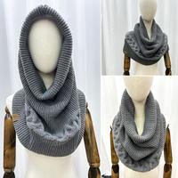 Winter Knitting Scarf Women Men Hat Scarf Combo Solid Color Dual Use Shawl Scarf Twist Texture Versatile Warm Hat Scarves