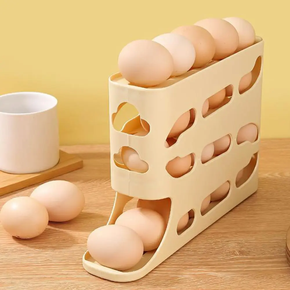 New 4 Layer Egg Dispenser Space Saving Refrigerator Organizer Egg Storage Rack Household