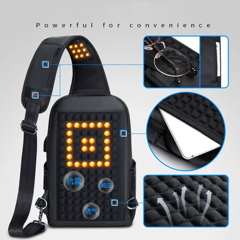 Designer Crossbody Fashion Shoulder USB Charging Sports GYM Messenger Sling Chest Bag Oxford Single Strap Running Men Waterproof