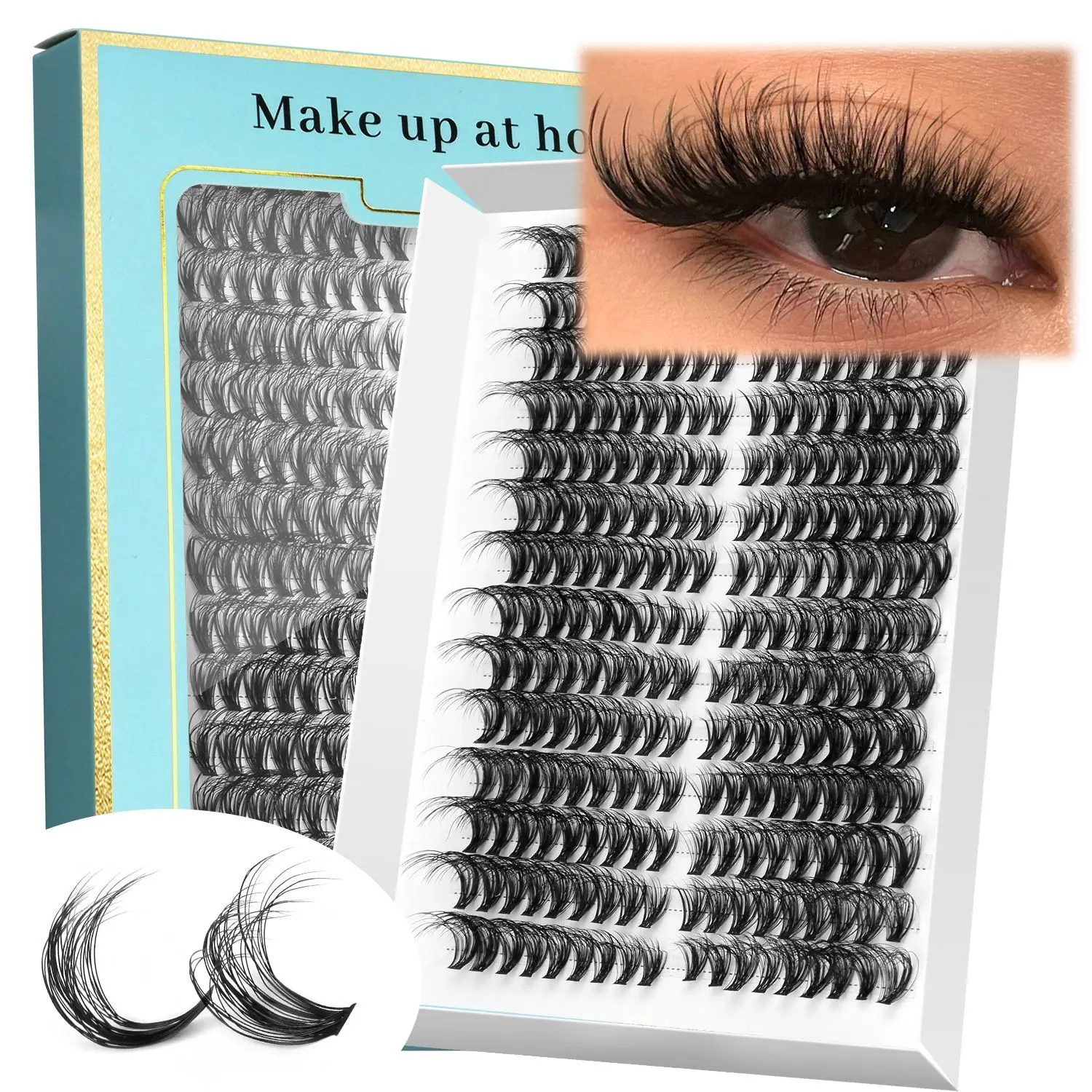 DIY Individual Cluster Grafting Cat Eye Cluster Lashes  Upper And Lower Mixed Mink Fur Soft Uniformly Blossoming Eyelashes