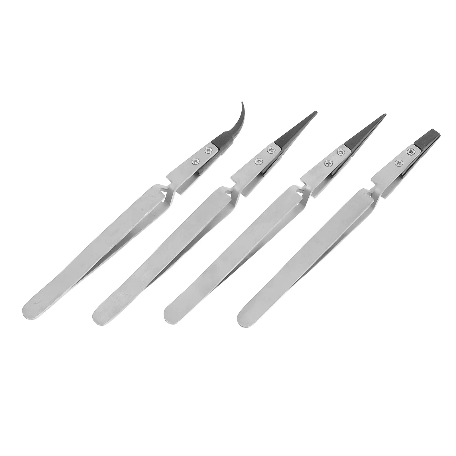 

4Pcs Stainless Steel Cross Lock Precision Tweezers Set Reverse Action Esd Tweezers Electronics Jewelry Laboratory Repair Small