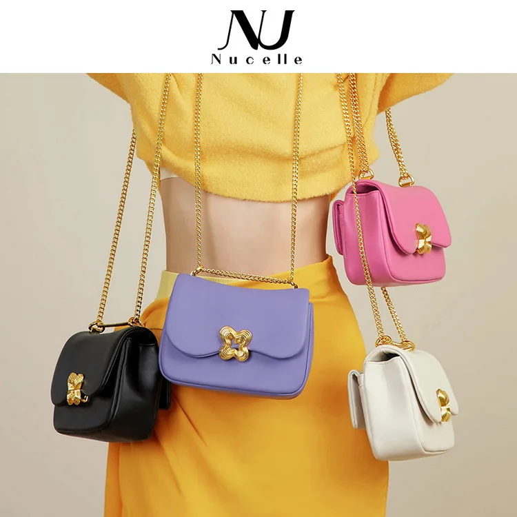 NUCELLE Bag girl 2022 summer new texture shoulder messenger bag fashion chain underarm flower bag