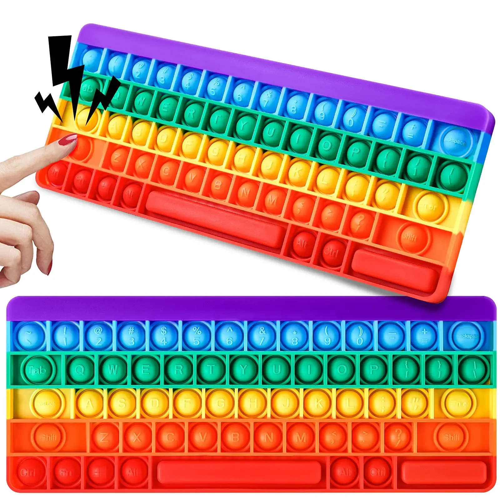 Rainbow Quick Push Bubble Keyboard Fidget Sensory Toys For Kids Anxiety Stress Reliever Autism Toy for Kids and Adu