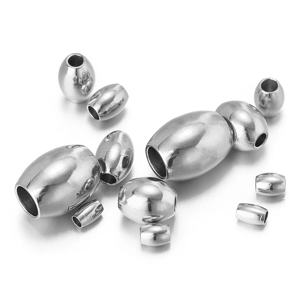 50pcs/lot Oval Cylinder Beads Stainless Steel Loose Beads for DIY Fashion Jewelry Making Bracelet Necklace Accessories Wholesale image 4