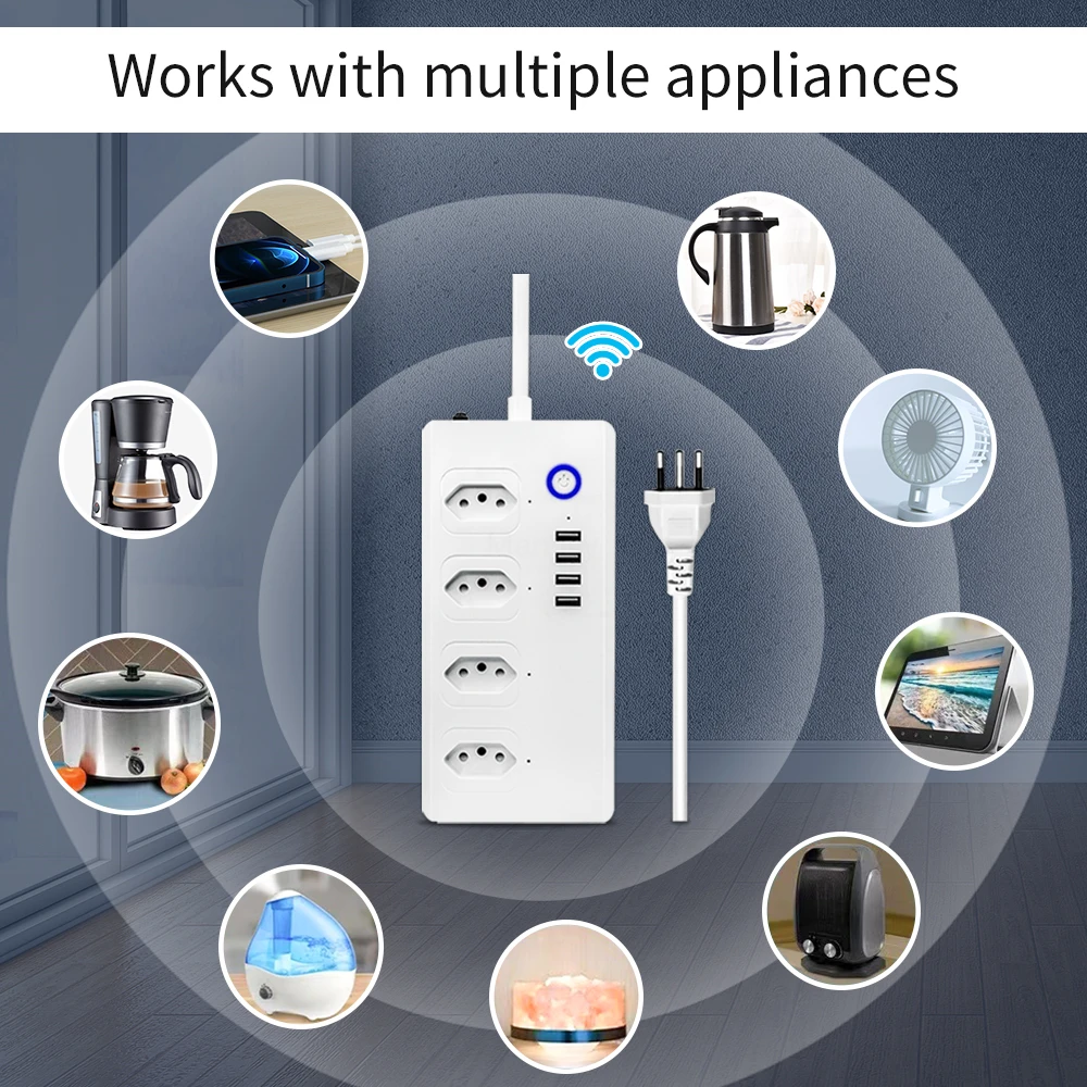 Zigbee/Wifi smart Brazil Smart Plug Socket Tuya APP Power Strip Extension cord Surge Protector Remote Control Alexa Google Home