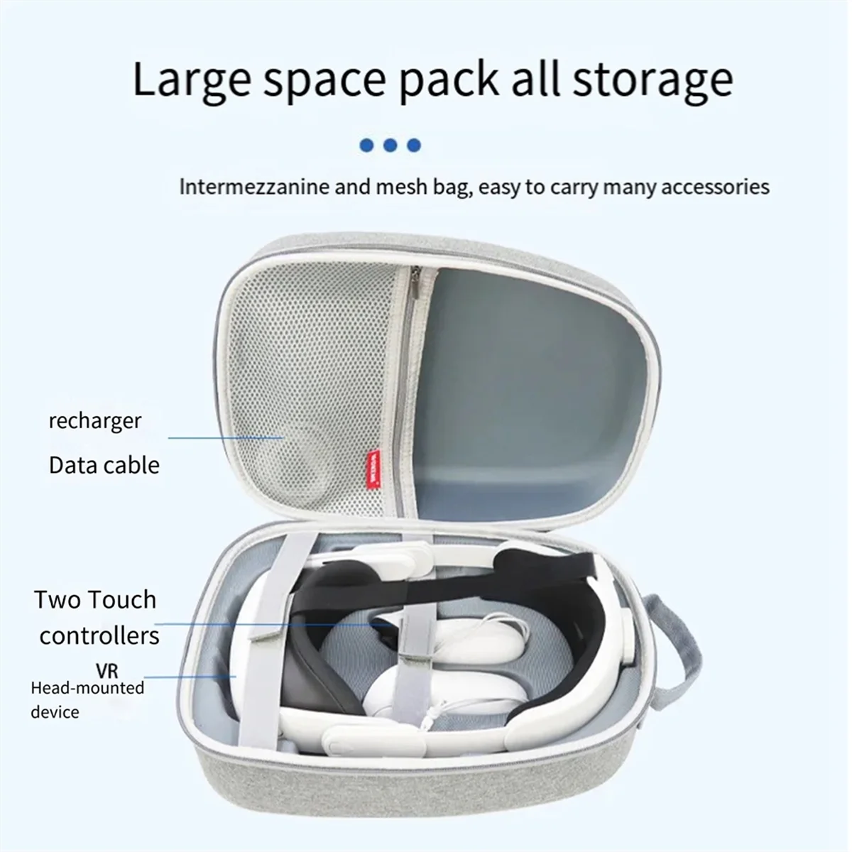 2025 New Hard EVA Storage Bag for Meta Quest3 VR Headset Case for Meta Quest3 Storage Box VR Protection Shell Box Grey