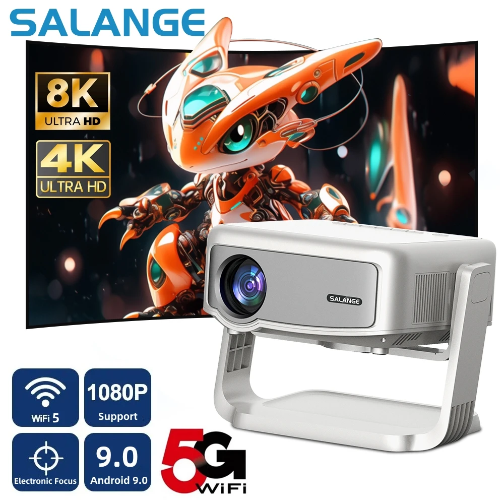 

Salange P90 Projector Android9 Wifi 5500 Lumens Smart Home Cinema Electronic Focus BT4.2 Support 1080P 4K Video Outdoor TV Movie