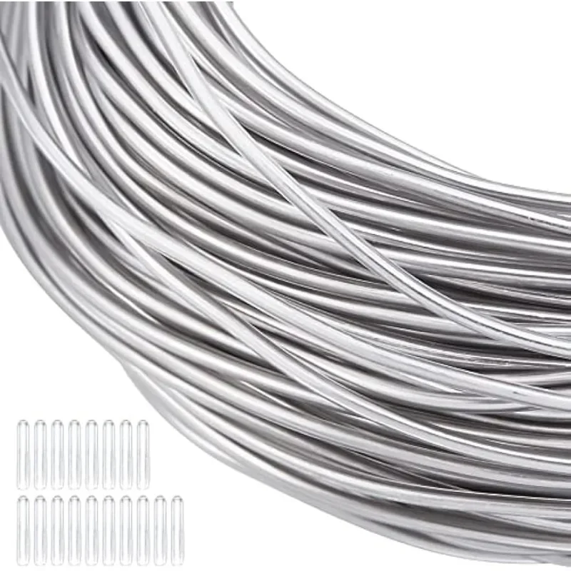 40m 17 Gauge Silver Bendable Aluminum Craft Wire with 20 Caps 131FT Transparent PVC Plastic Covered Aluminum Wire