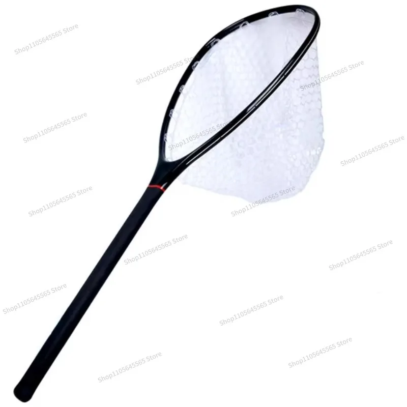 For Flying Fishing Landing Net Long Handle Floating Transparent Rubber Net