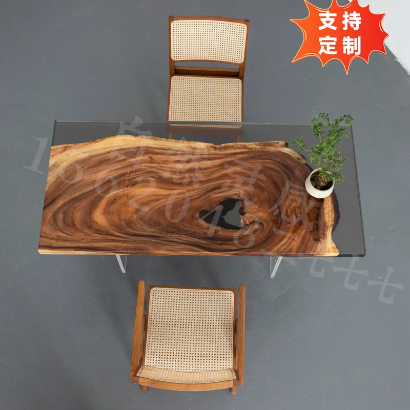 Epoxy Resin River Table Creative Tea  Internet Celebrity Tea  Resin Large Board Table South American Walnut Office Ice