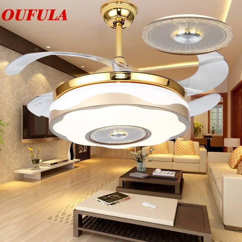 GISELLE Modern Ceiling Fan Lights Lamps With Remote Control Invisible Fan Blade Decorative For Home Living Room Bedroom