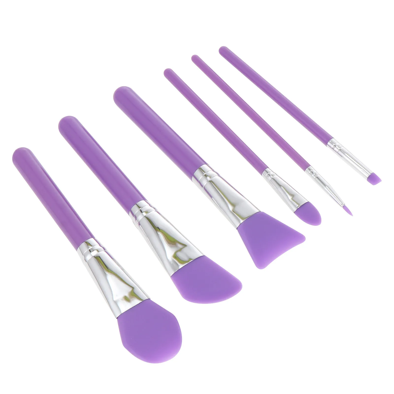 6-teiliges Pinsel-Set, Silikon-Flüssigkeitsapplikator für Foundation, Eyeliner, Lippen-Make-up, hautfreundlich, leicht zu reinigen, Schönheit