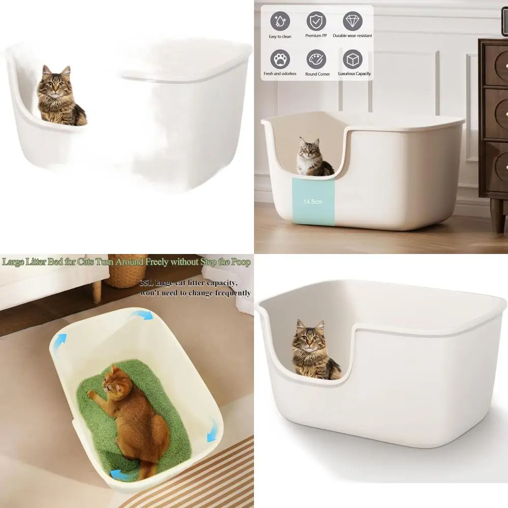 

Extra Large High-Sided Low-Entry Cat Litter Box, 22.2x14.9x12 Tall, XL White