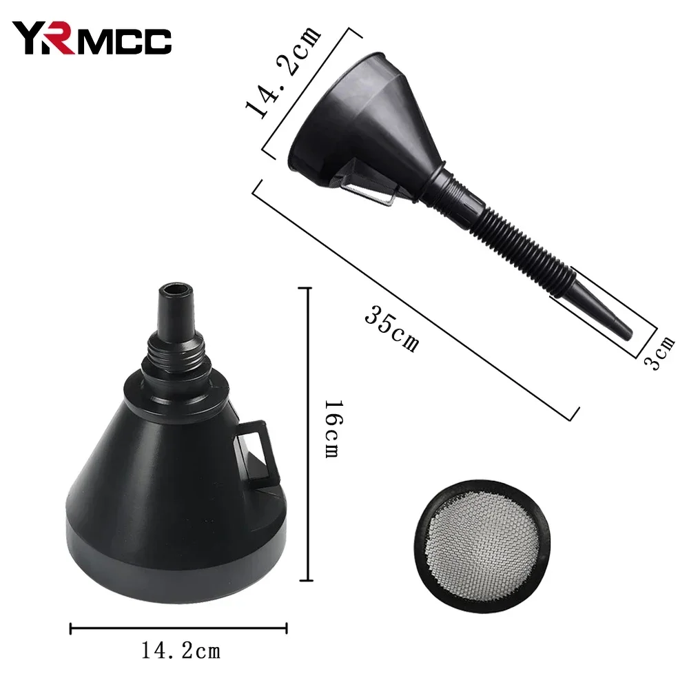 2-In-1 Refueling Funnel with Strainer Car Repair Filling Tool Refuel Gasoline Engine Oil Funnel for Car Motorcycle Accessories