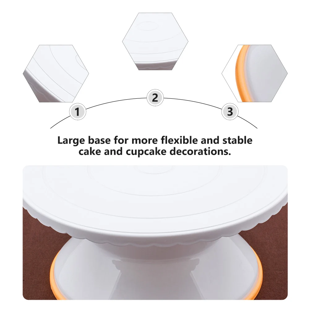 

1pc Rotating Cake Turntable Platform Plastic Cake Decorating Stand Large Base Smooth 360 Rotation Easy Clean For Cupcake