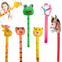 Cartoon Animal Inflatable Toy Horse Giraffe Frog Tiger Inflatable Animal Stick Children Birthday Party Decoration Supplies Gift