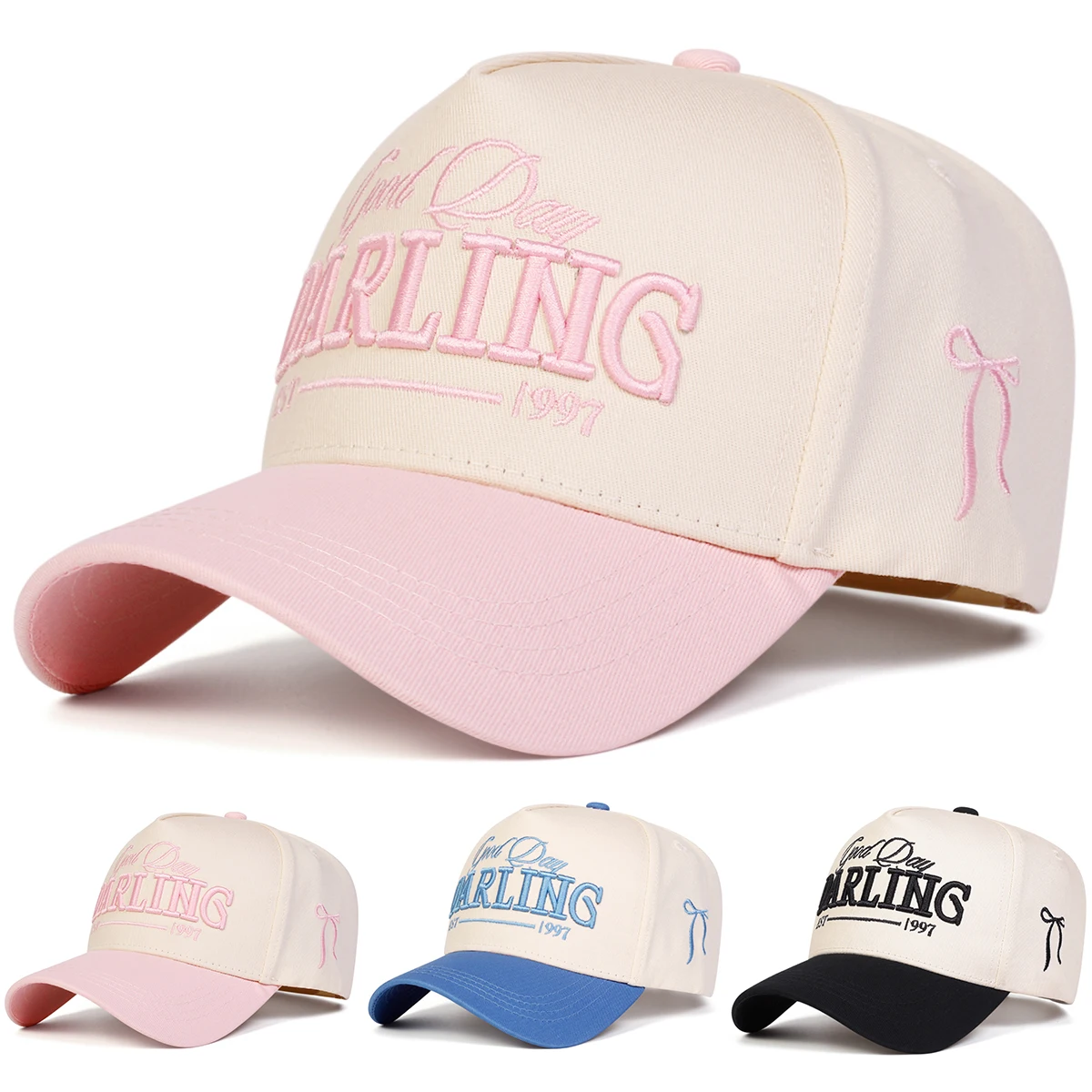 Unisex GOOD DAY DARLING EST 1997 Baseballkappen mit Stickerei, Frühling und Herbst, für den Außenbereich, verstellbare Freizeithüte, Sonnenschutzhut, Sportkappe