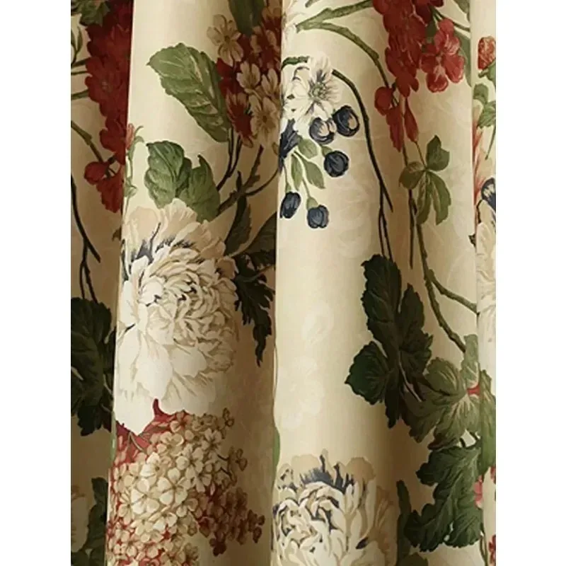 American Pastoral Warm Natural Printed Floral Curtains Living Room Bedroom Balcony Curtains