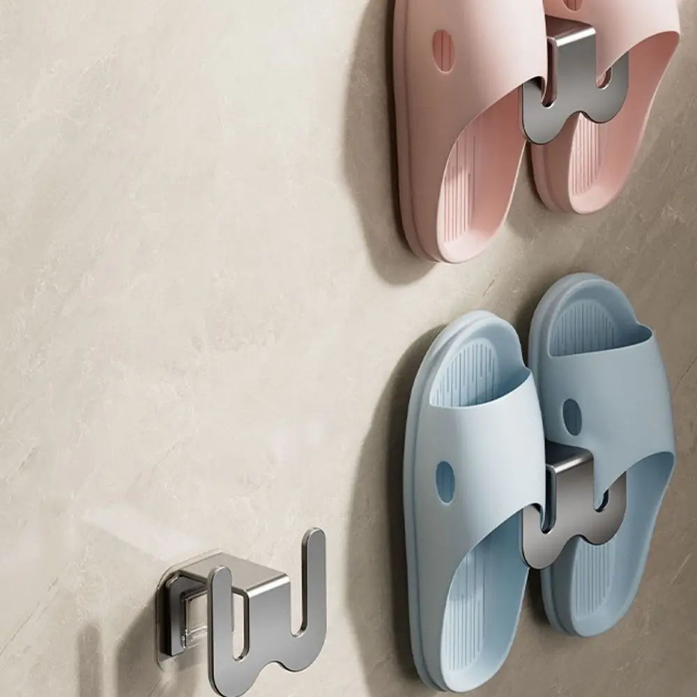 Multifunctional Bathroom Slipper Rack Wall Mounted Space-saving Slippers Hanging Shelf Keep Tidy Drainage Rack