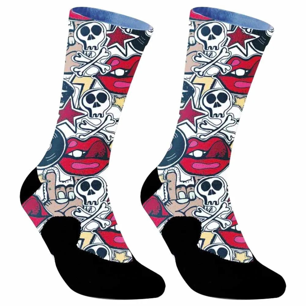 Hip Hop Skateboard Socks Funny Socks New Unisex skull Jacquard cycling socks