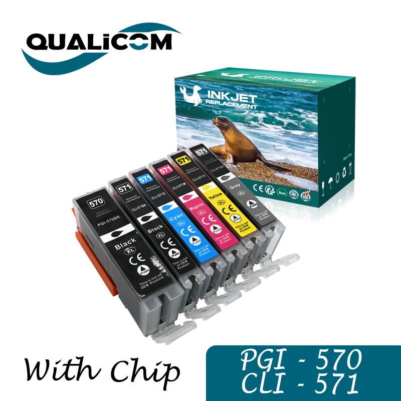 570XXL 571XXL PGI570 CLI571 1SET 6PCS Compatible Ink Cartridge for Canon Pixma MG5700 MG5750 MG5751 MG5752 MG5753 MG6800 MG6850