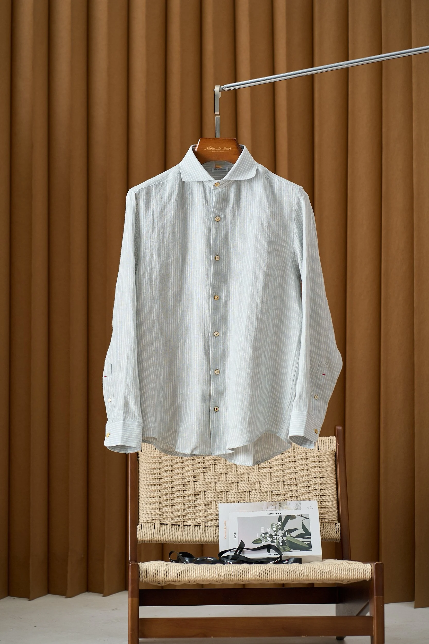 

Kiton 100% Linen Summer High Edition Striped Business Casual Shirt