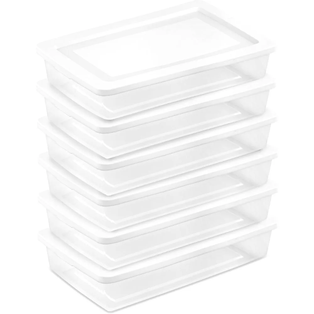

6 Pack Storage Box, 41 Quart Stackable Tote, Clear Plastic Container with Secure Snapping Lids