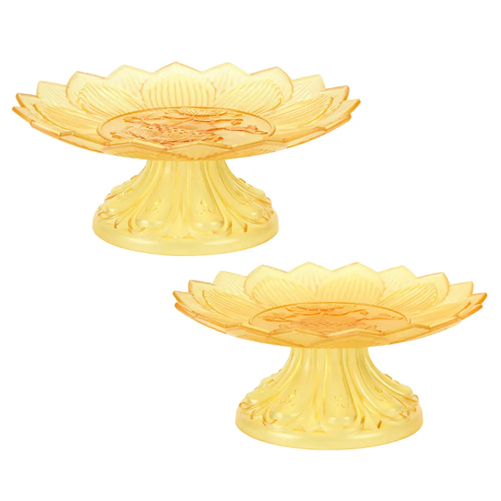 

2 Pcs Lotus Fruit Plate Buddha Tray Temple Snack Storage Retro Design Sacrifice Plastic Home nament High Quality Carved Family