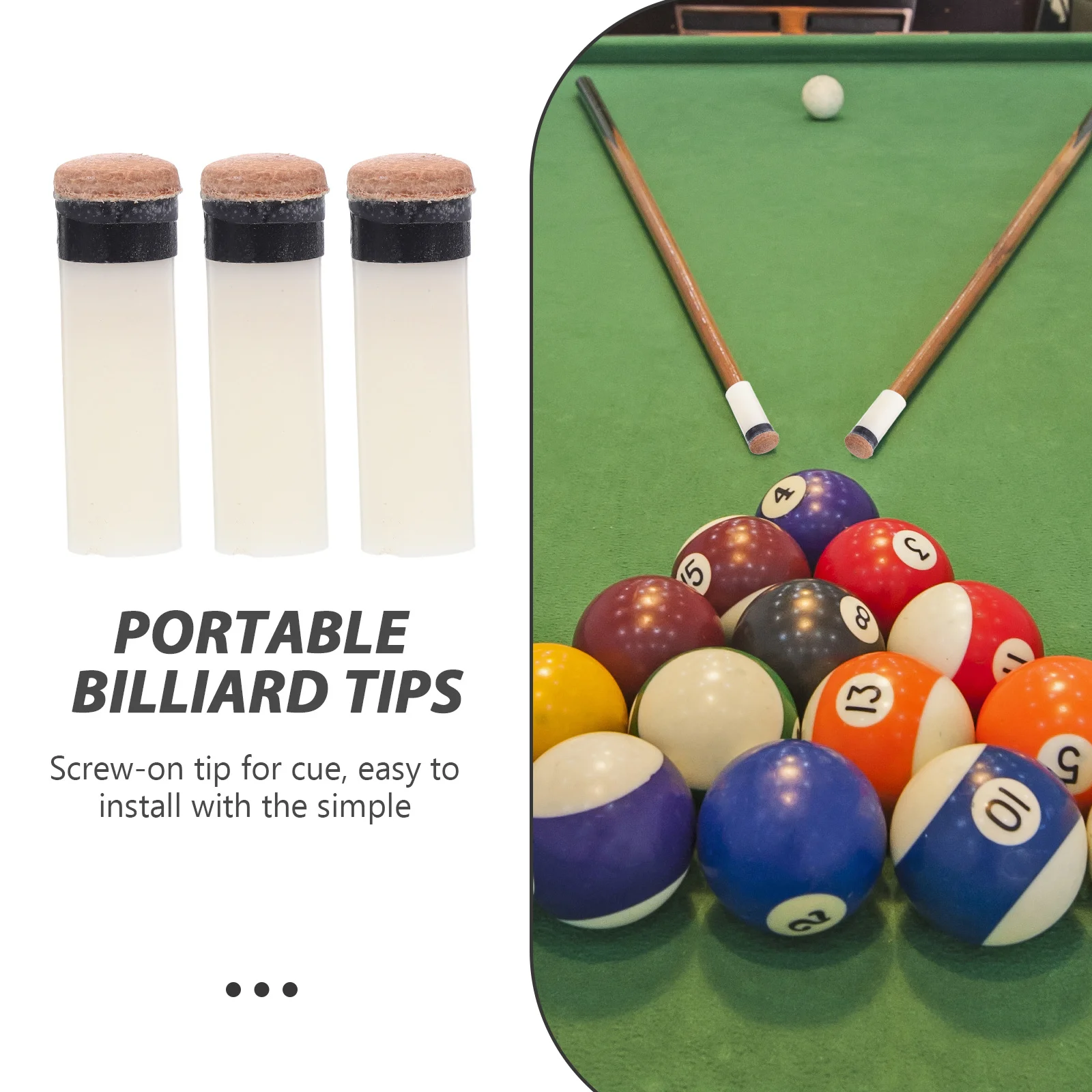 

10Pcs Billiard Cue Tips Screw-on Durable Easy Install Pool Cue Necessity Great for Fun Billiard Tip Screw-on Cues Tips