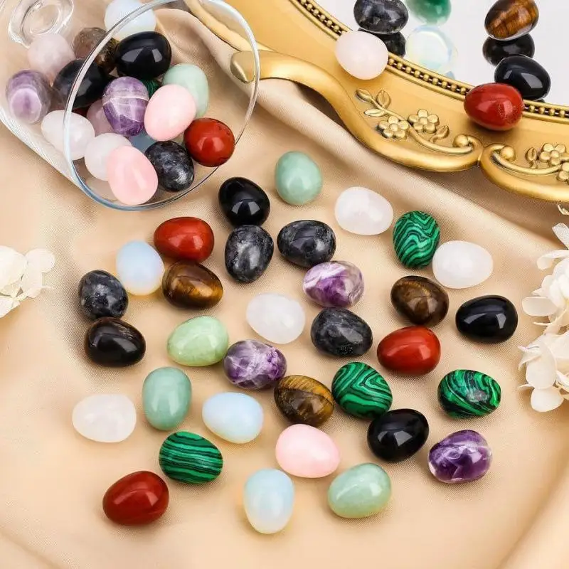 6/10PCS Egg Stones, Polished Crystal Stones, DIY Decorations, Suitable As Home Décor, Desktop Ornaments, Aquarium Decorations