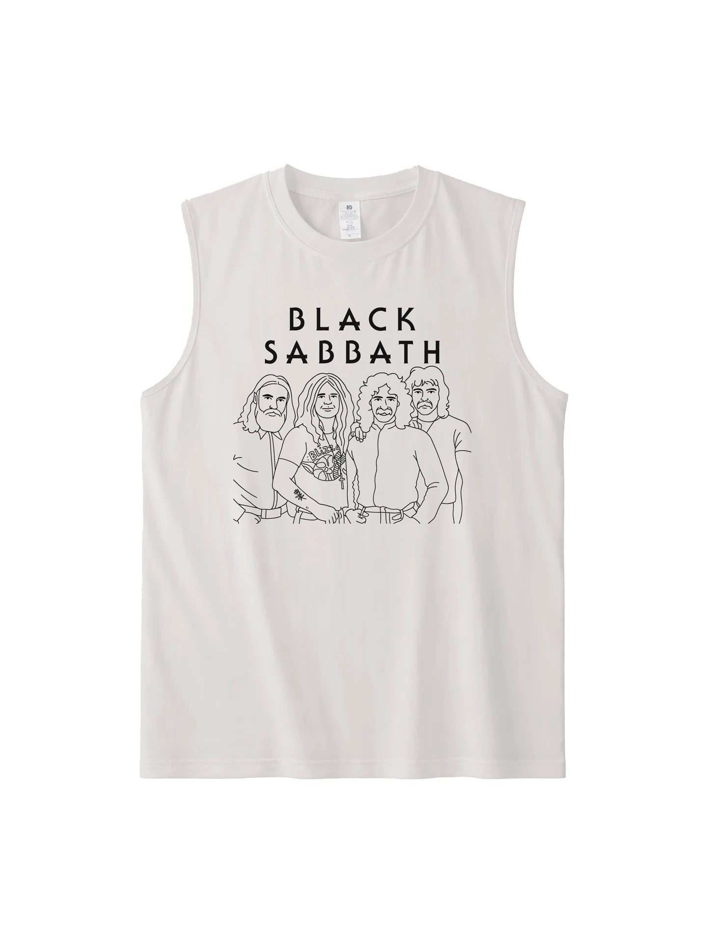 Black Pure Cotton American Casual Style Rock Music Band Backless Tank Top Sleeveless T-Shirt for Youth Summer Moisture Wicking