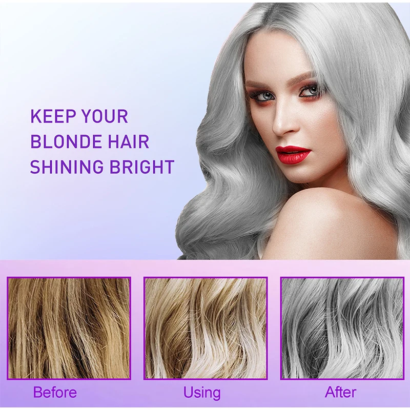 Gray Color Fixing Hair Dye Shampoo Cover Gray Hair Fade Yellow After Bleach Hair Shampoo Non-irritating Purple Shampoo Blonde