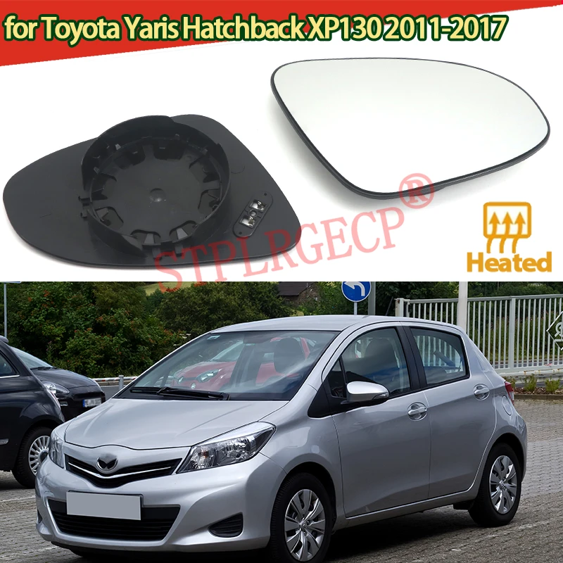 Driver Left Side Heated Wing Mirror Glass Angle Rearview Mirror with Base for Toyota Yaris Hatchback Vitz XP130 2011-2017