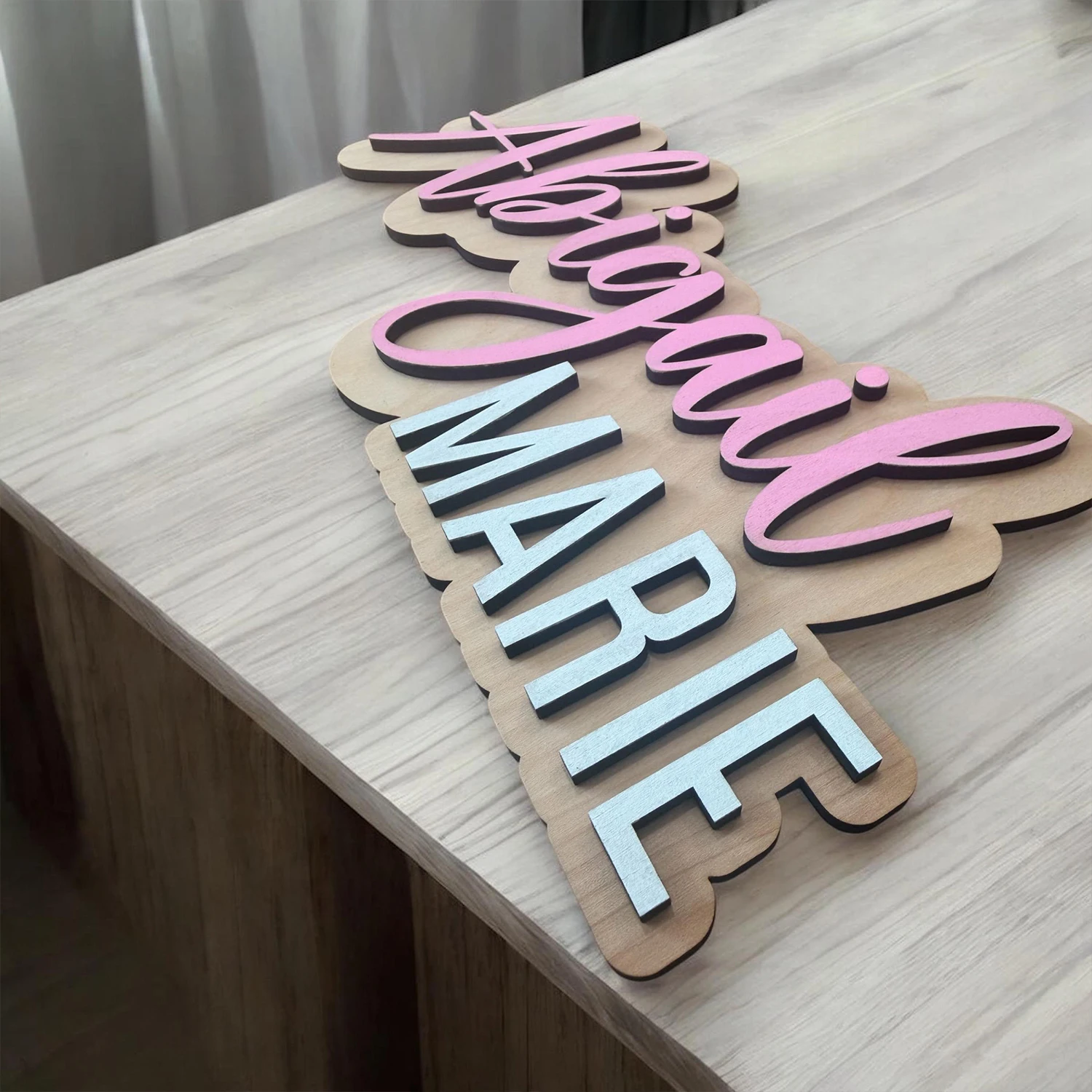 1pc Wooden Family Name Tag for Children's Room,Customized Wooden Souvenir, Suitable for Room and Home Decoration,Customized Gift view 5