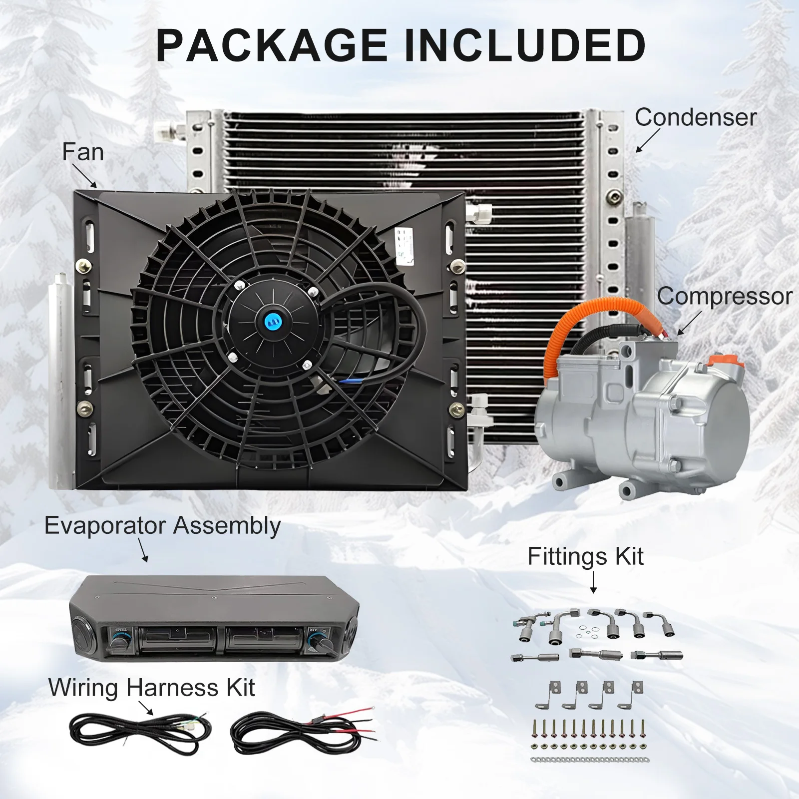 Aspligo Duitsland Universele Auto 12V Airco Koeling Verwarming Auto Elektrische Airconditioning Compressor Condensor Fan Kit