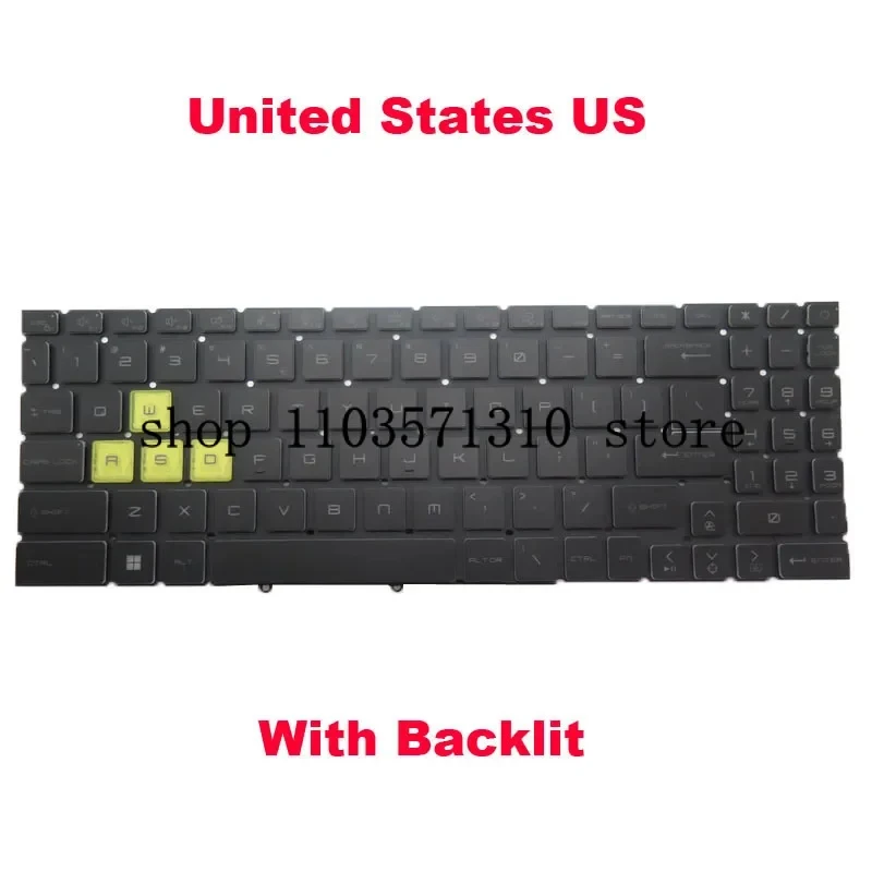 Laptop Monochrome Backlit Keyboard Limited Edition For MSI Crosshair 15 R6E B12UEZ B12UGZ B12UGZ-050 English US Black No Frame
