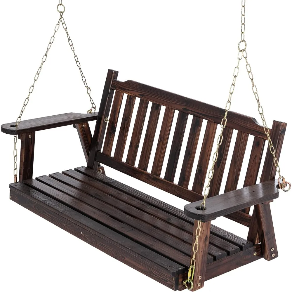 

Wooden Porch Swing 2-Seater, Bench Swing with Hanging Chains, Heavy Duty 800 LBS, for Outdoor Patio Garden Yard,4 Ft