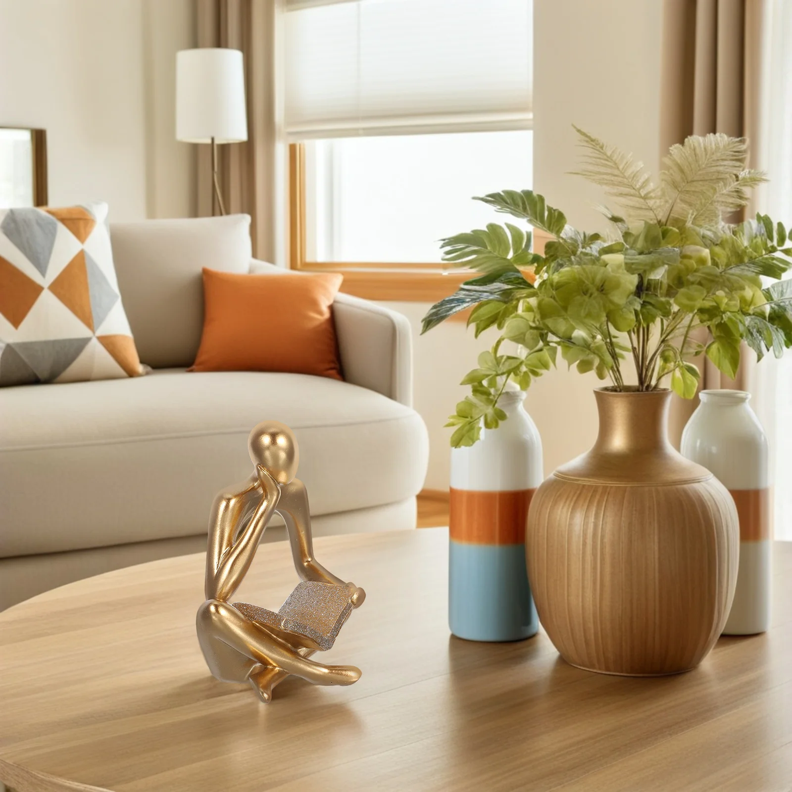 

Abstract Reading Statue Resin Sculpture Desktop Decoration Office Shelf Art Piece Modern Home Bookcase Ornament