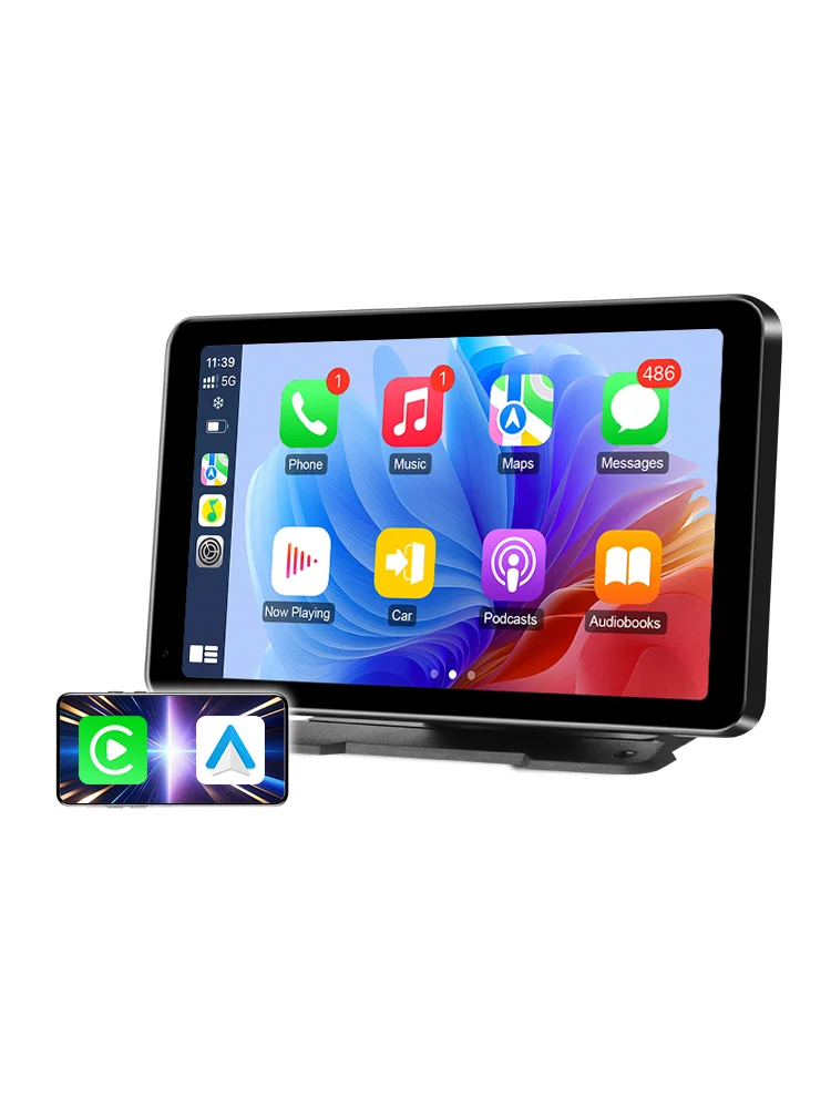 7 inch draagbare autoradio draadloze CarPlay Android Auto WIFI multimedia videospeler auto intelligent systeem 5G WIFI BT FM AUX - afbeelding 2