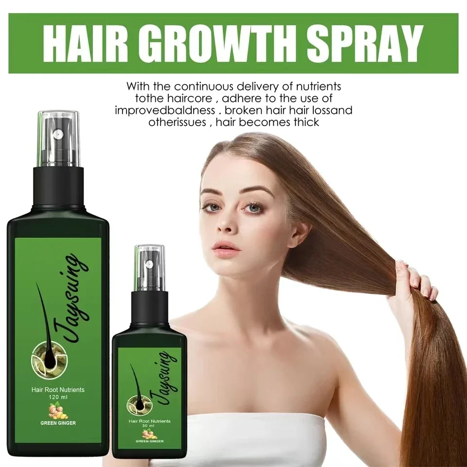 Spray para el crecimiento del cabello de jengibre Natural, crecimiento rápido de raíces del cabello, suero líquido anticaída, tratamiento para el cuero cabelludo dañado, reparación, belleza, salud