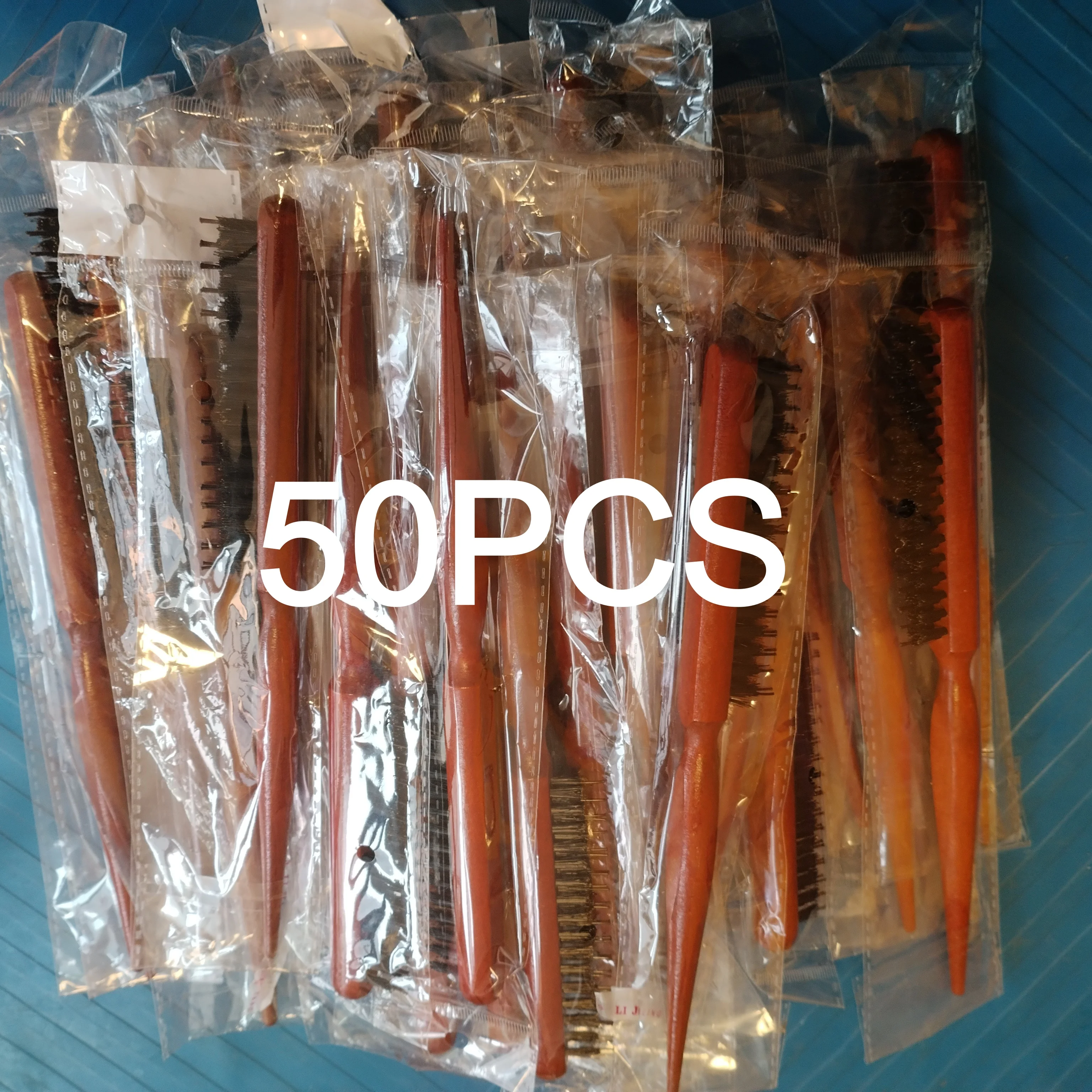 50PCS Wholesale Boar & Nylon Bristle Styling Brush - Teasing Comb with Rat Tail Pick for Backcombing, Smoothing, Edge Control