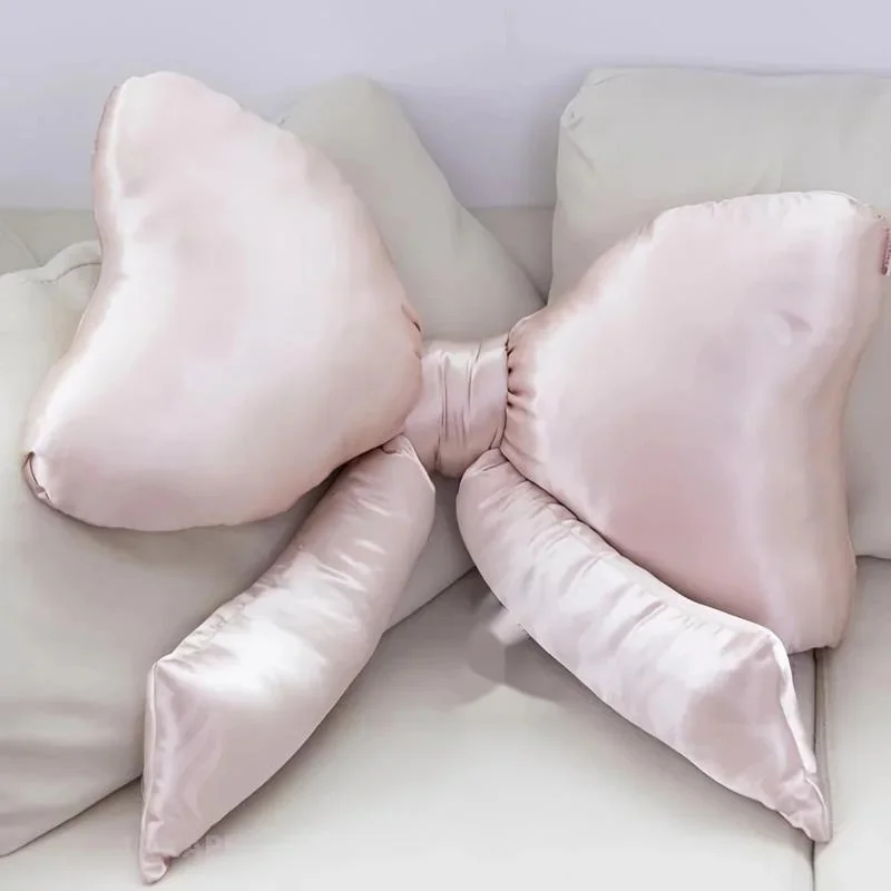 

New Large Pink Satin Pillow Decorative Soft Filled Cushion Beds Sofas Cars Home Decor - Elegant Butterfly Shaped Plush Pillow