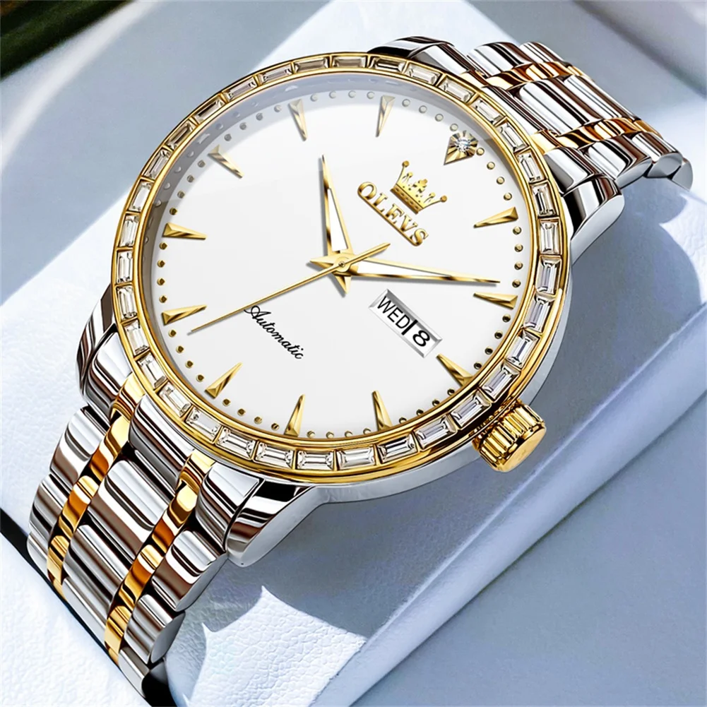 

OLEVS Watch Men Fashion Business Automatic Mechanical Wristwatch with 30M Waterproof Calendar Luminous Hands reloj mujer