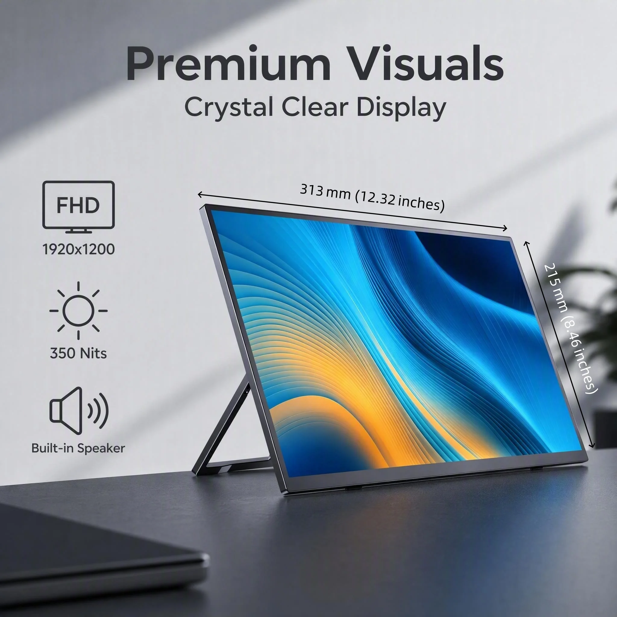 14 Inch Touchscreen Portable Monitor 1920X1200 100%sRGB 16:10 USB-C Travel Monitor for Laptop MacBook, 10-Point Touch Second Scr