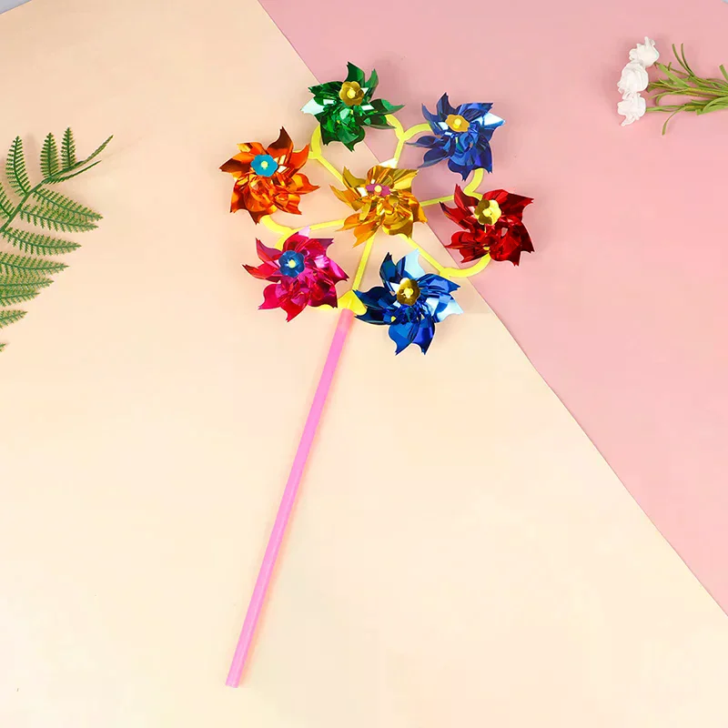 Bunte DIY Pailletten Windmühle Wind Spinner Hausgarten Hof Dekoration Kinderspielzeug