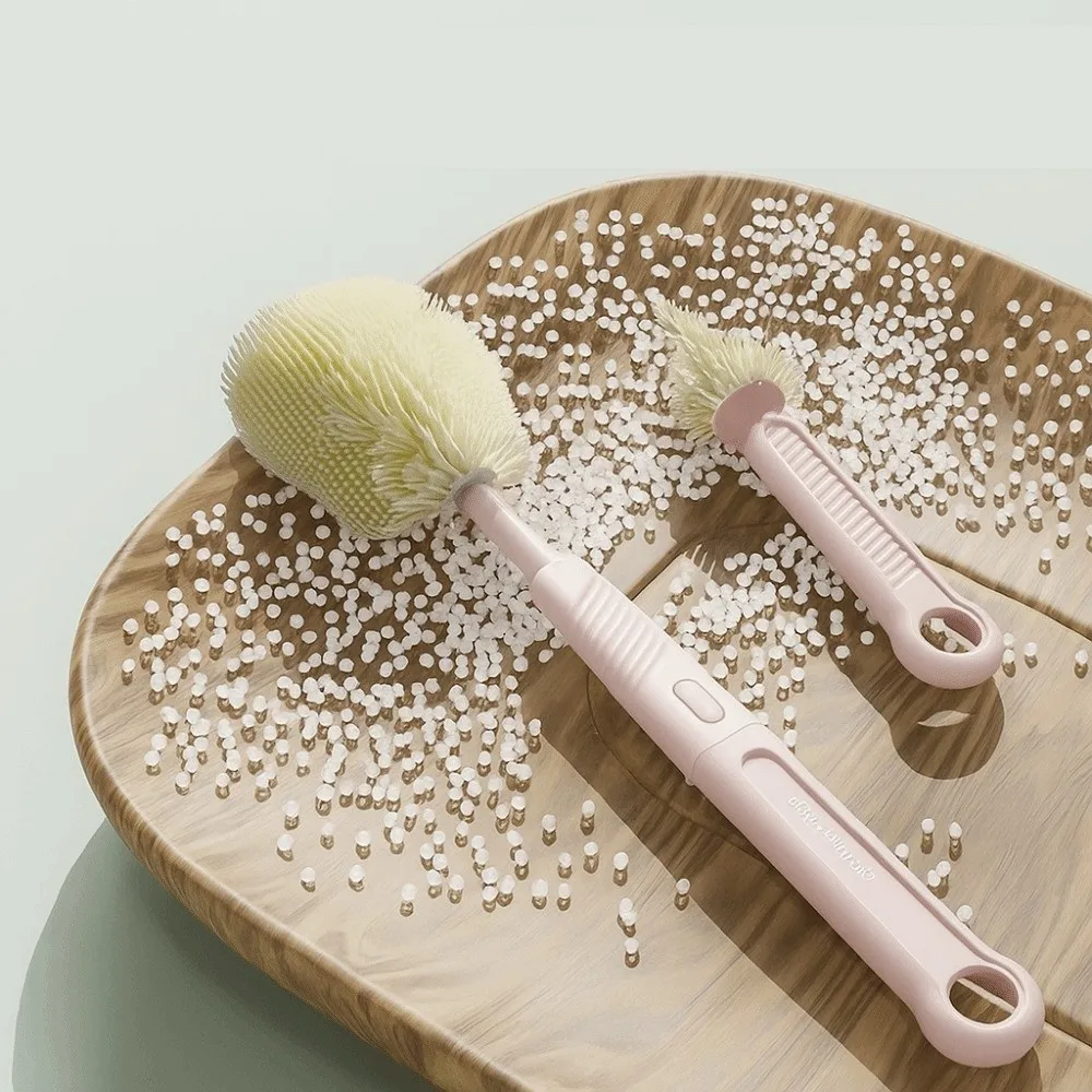 

6pcs/set Multi-functional Milk Bottle Cleaning Brush Set Anti-lost Drain Bracket Baby Nipple Brush Kit Eyedropper Brush Silicone